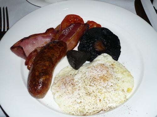 English breakfast at our hotel.  A good low-carb diet.